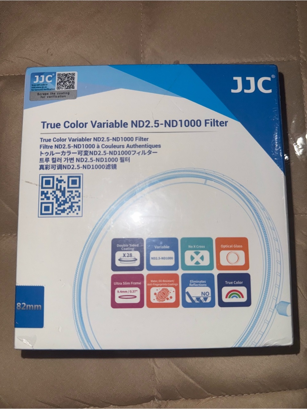 JJC True Color 82mm ND Filter Variable ND2.5-1000 (1-10 stops), No Color Shif...